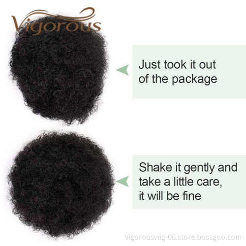 Vigorous Cheap Price Short Hair Extension Fluffy Kinky Curly Updo Chignon Ombre Color For Black Women Synthetic Afro Hair Bun